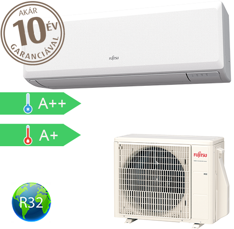 FUJITSU ECO SOROZAT ASYG12KPCE/AOYG12KPCA oldalfali splitklíma berendezés 3,4 kW